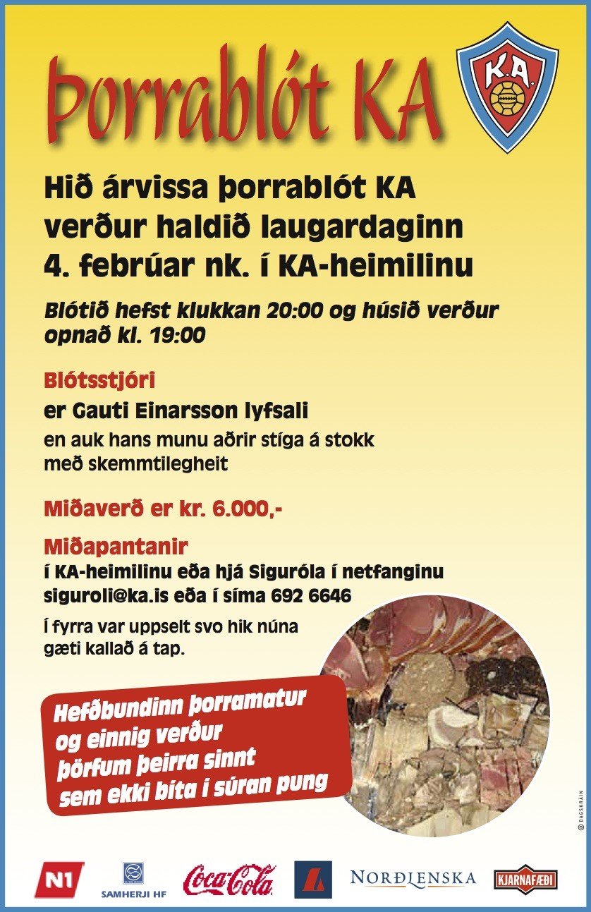 Þorrablót KA er 4. febrúar - Allar upplýsingar hér