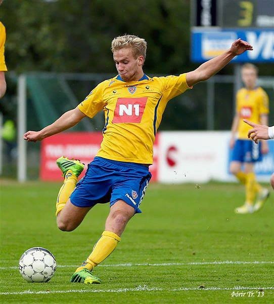 Ævar Ingi lék vel í dag með U19.