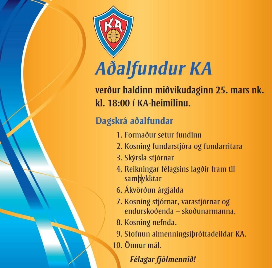 Aðalfundur KA 25. mars