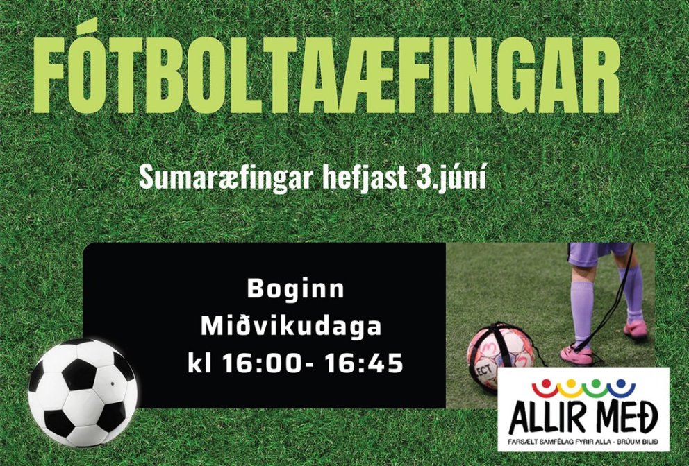 Allir með! Fótboltaæfingar hefjast 3. júní