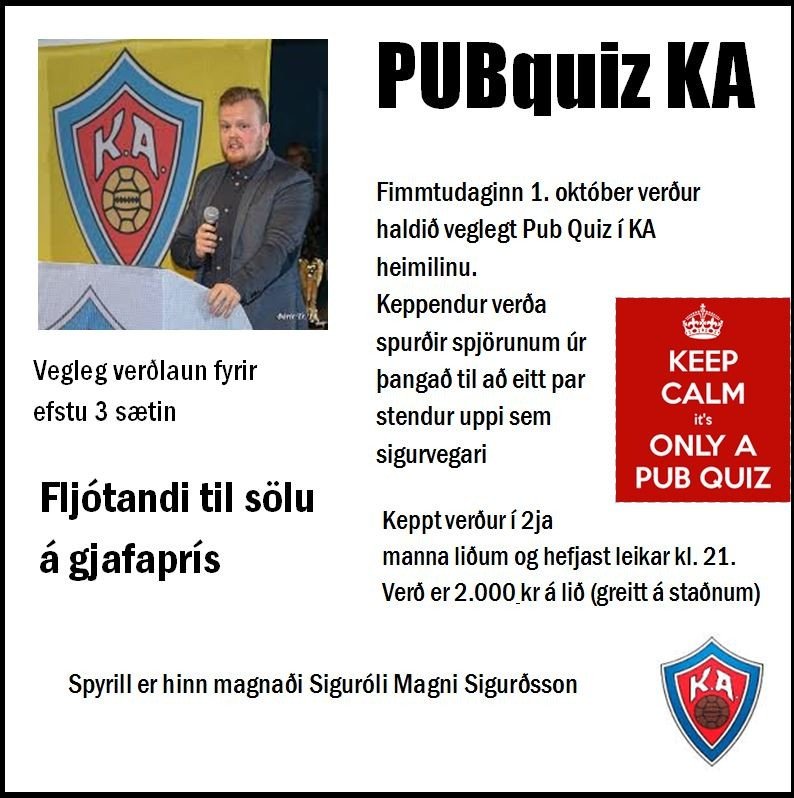 PubQuiz í KA-heimilinu á fimmtudaginn