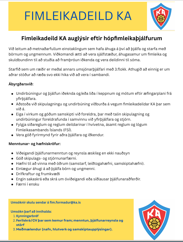 Við erum að ráða þjálfara !
