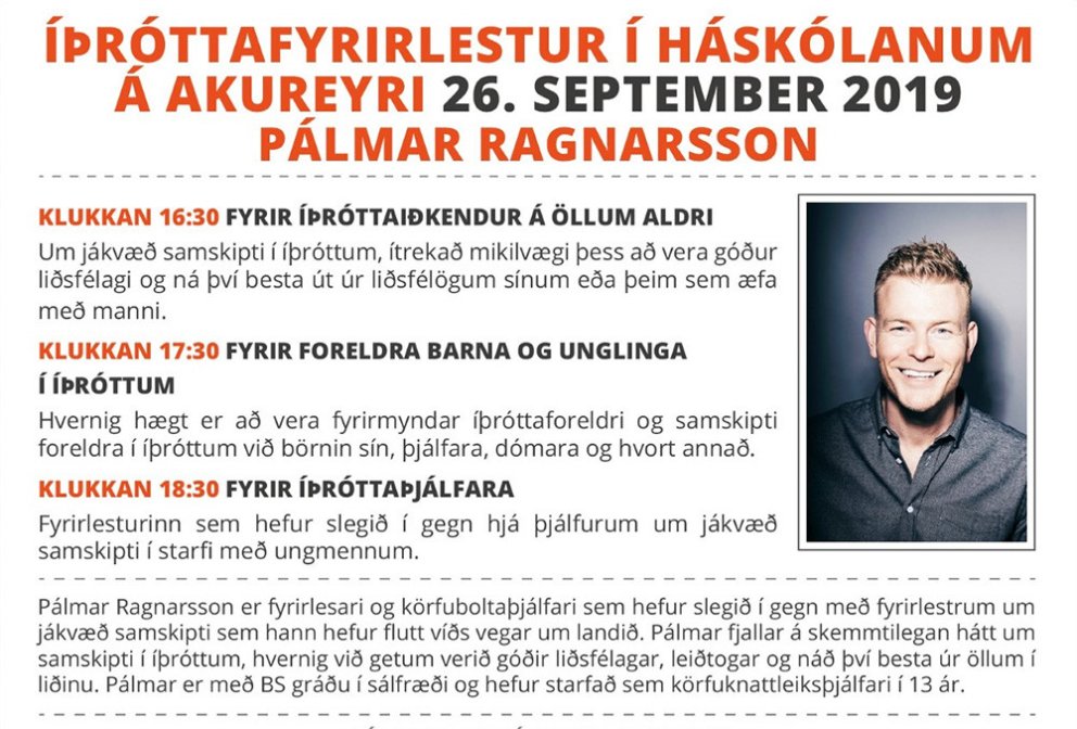 Íþróttafyrirlestur í Háskólanum 26. sept