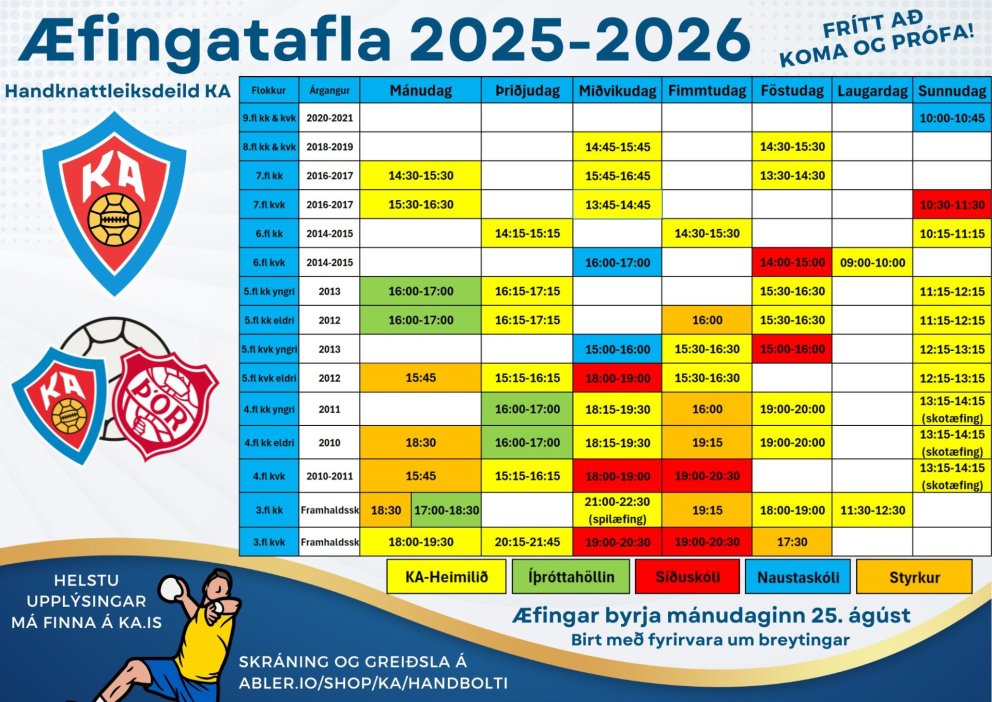 Handboltaæfingar vetrarins byrja á mánudaginn!