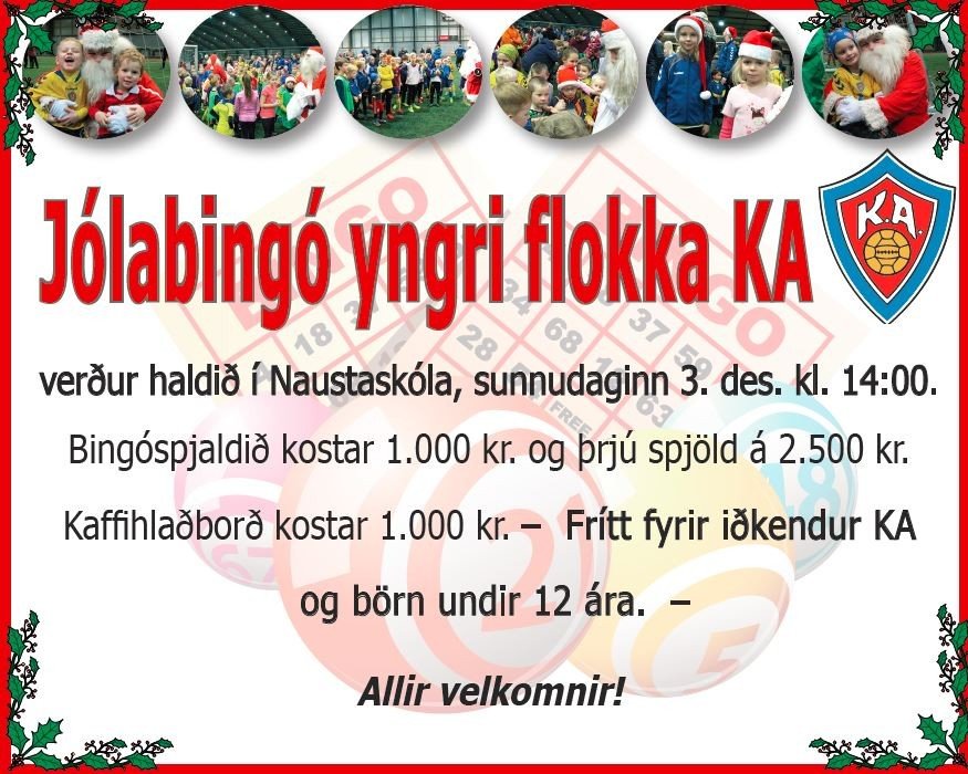 Jólabingó KA á sunnudaginn í Naustaskóla