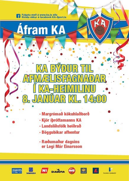 Afmælisfagnaður KA á sunnudaginn