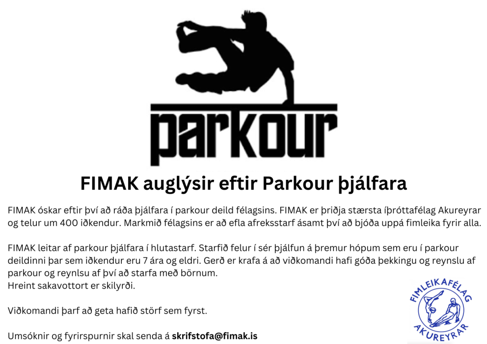 Auglýsum eftir Parkour þjálfara