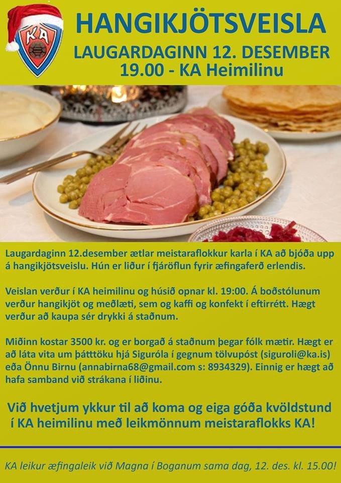 Hangikjötsveisla í KA-heimilinu á laugardag
