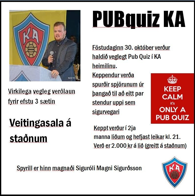 PubQuiz no. 2 í KA-heimilinu á föstudaginn