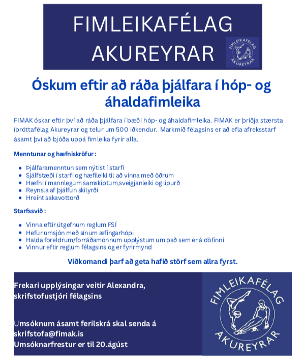 Við erum að ráða þjálfara!