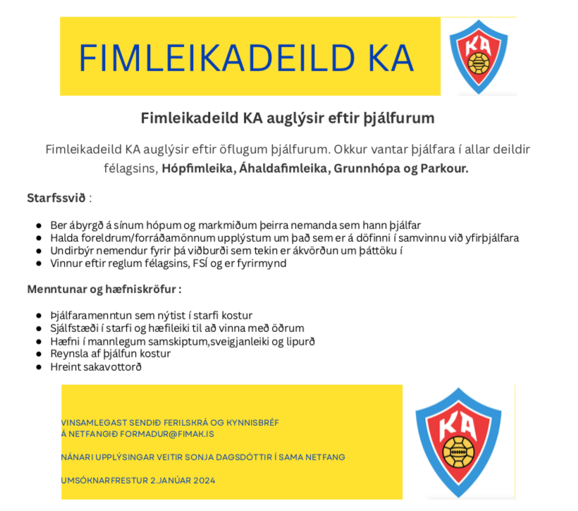 Við erum  að ráða þjálfara!
