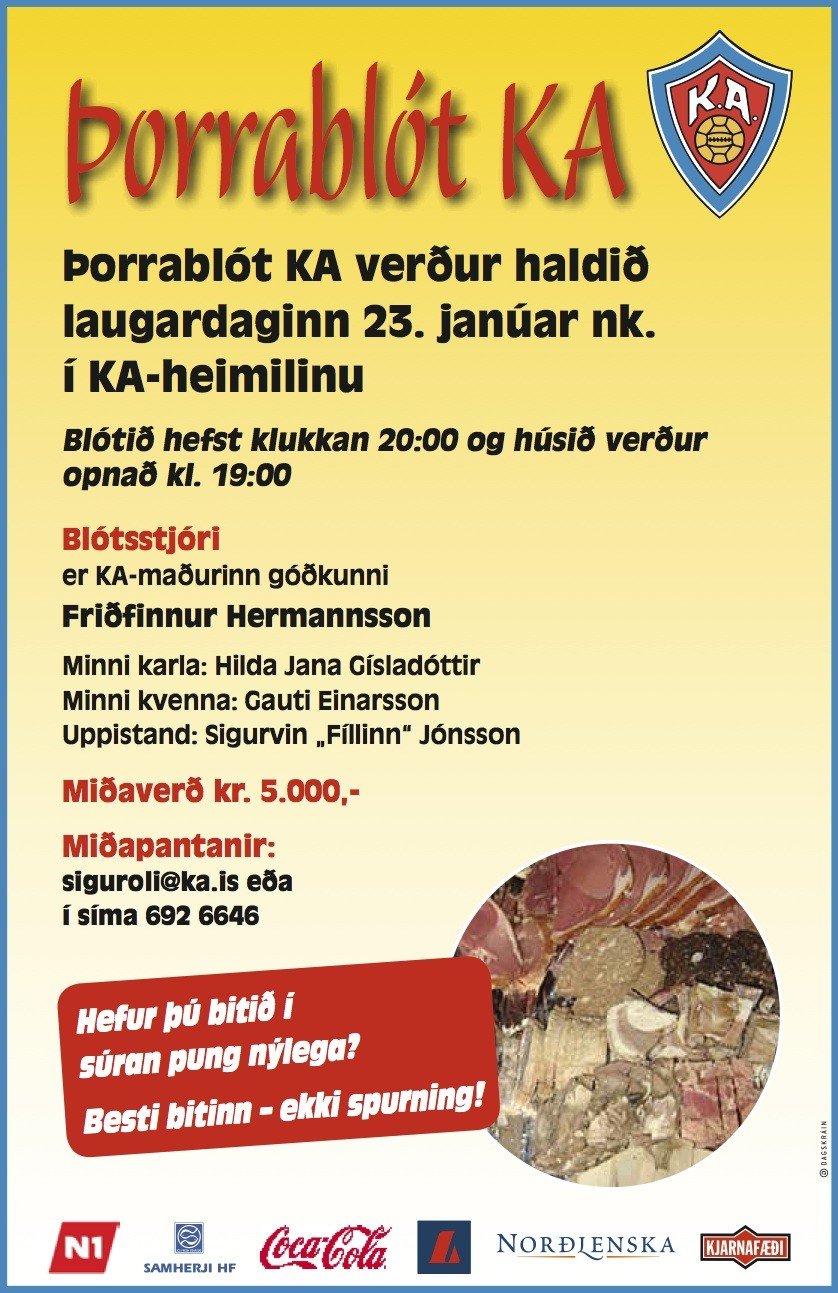 Þorrablót KA er 23. janúar - Allar upplýsingar hér