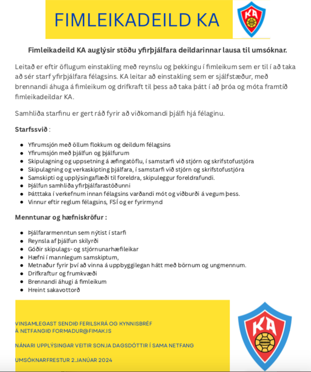 Yfirþjálfari Fimleikadeildar KA
