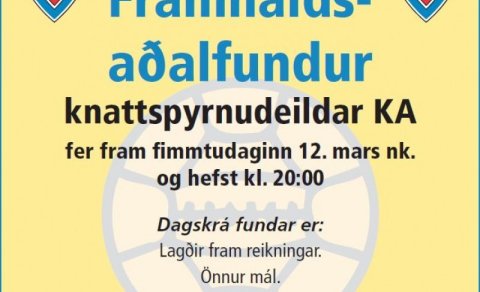 Aðalfundur knattspyrnudeildar í kvöld kl 20:00