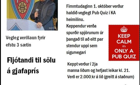 PubQuiz í KA-heimilinu á fimmtudaginn