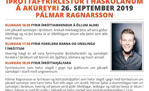 Íþróttafyrirlestur í Háskólanum 26. sept