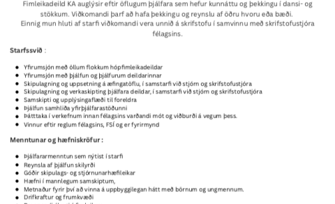 Auglýsum eftir yfirþjálfara í Hópfimleikum