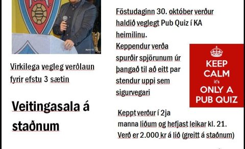 PubQuiz no. 2 í KA-heimilinu á föstudaginn