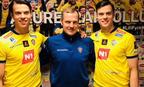 Þorri og Nökkvi með Óla Stefáni þjálfara.